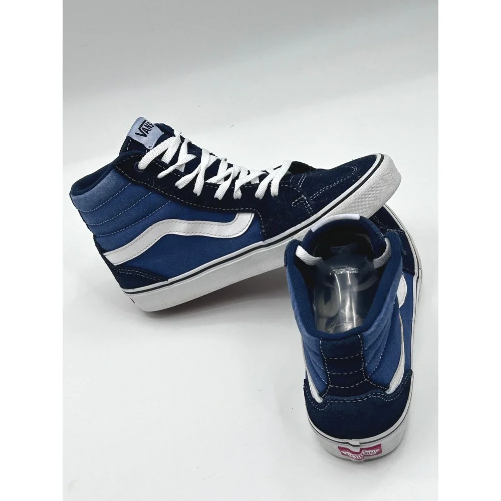 Vans Sk8-Hi High Top Sneakers Navy Light Blue Suede Canvas Men 6.5 Women 8
